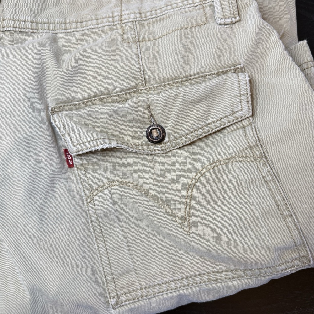 Vintage Levis Cargo Pants Mens 38x30* Beige Loose Straight Baggy Wide 90s Y2K